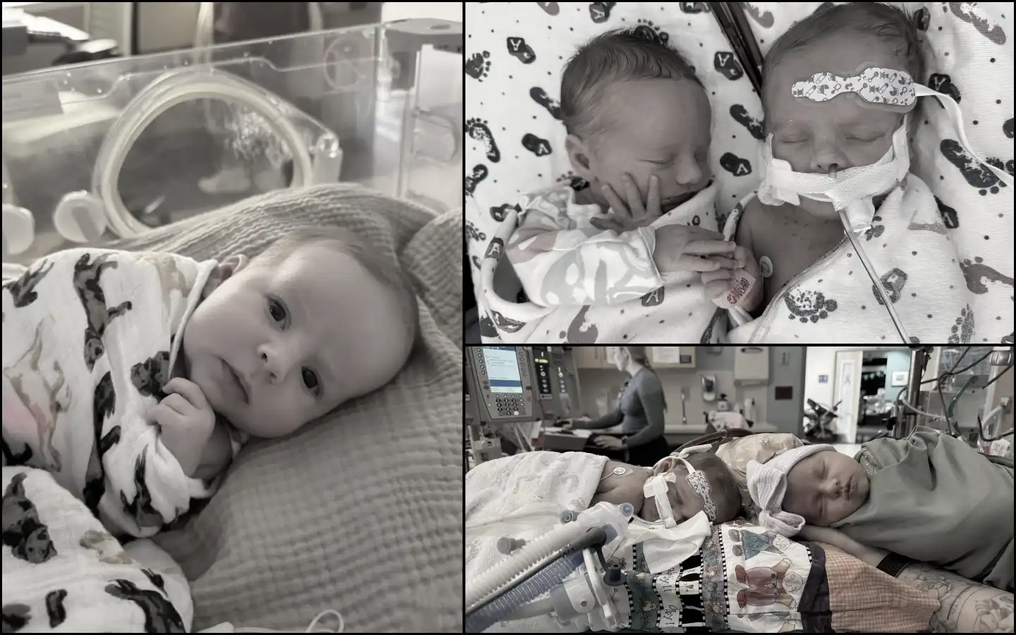 McRea in the hospital collage with sibling